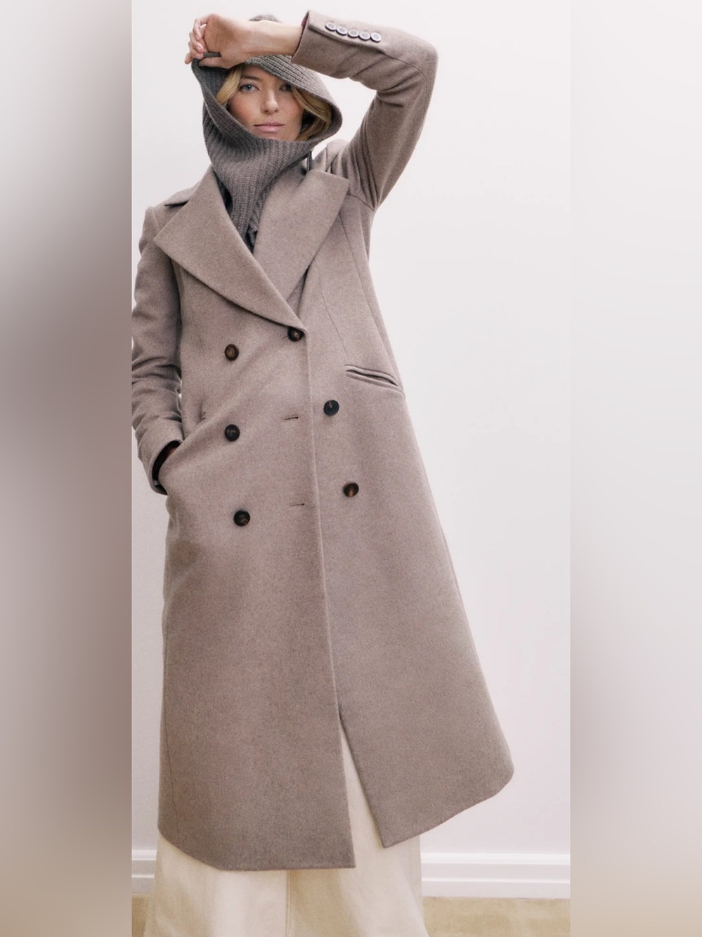 Veronica Beard Seth Dickey wool cashmere-blend coat taupe melange NWT